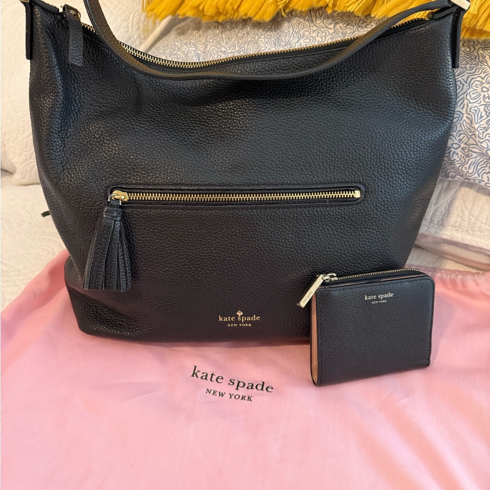 Kate Spade Black Pebbled Leather Shoulder Bag
